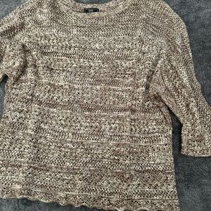 Stylish Lark Lane Knit Sweater 3/4 Sleeve Brown